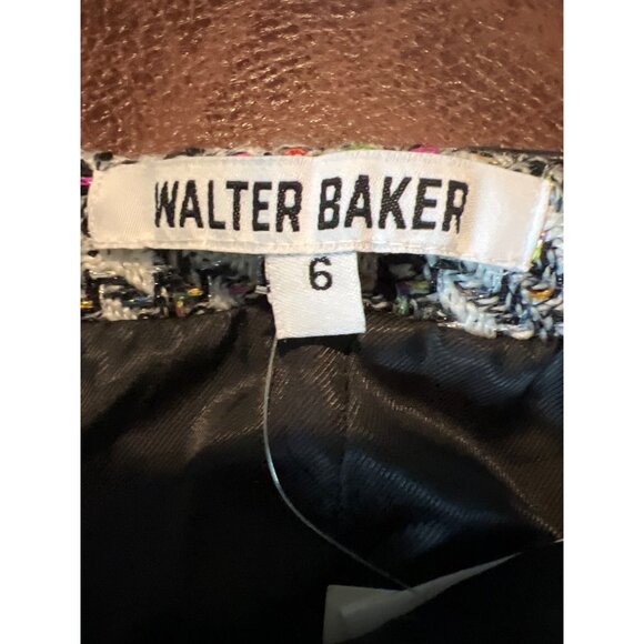 Walter Baker Cosmo Tweed Skirt 6 Black/ White Houndstooth Gold Buttons NWT - Picture 6 of 9